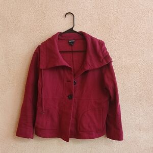 "Make Offer" Nomadic Traders Red Pea Coat with Textured Fabric and Wide Collar